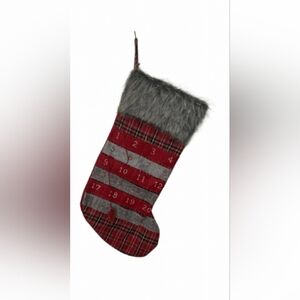Extra Large Advent Calendar Christmas Stocking with Numbered Pockets & Faux Fur